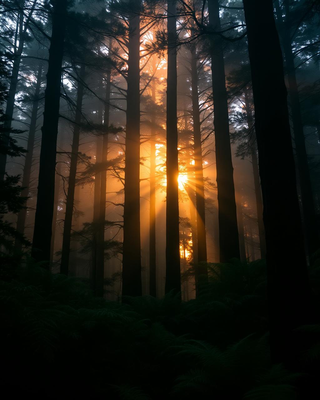Mist rising through a native forest at dawn